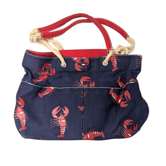 Tommy Hilfiger Navy Nautical Cape Cod Lobster Canvas Shoulder Bag Tote Purse - Picture 2 of 10